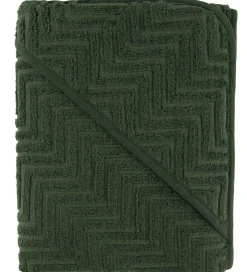 Filibabba Babyhåndklæde - Zigzag - 90x90 cm - Dark Green