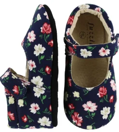 Fuzzies Ballerina Hjemmesko - Flora - Navy m. Blomster