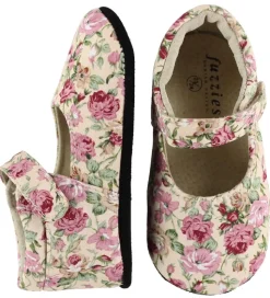 Fuzzies Ballerina Hjemmesko - Rosa - Pudder m. Blomster