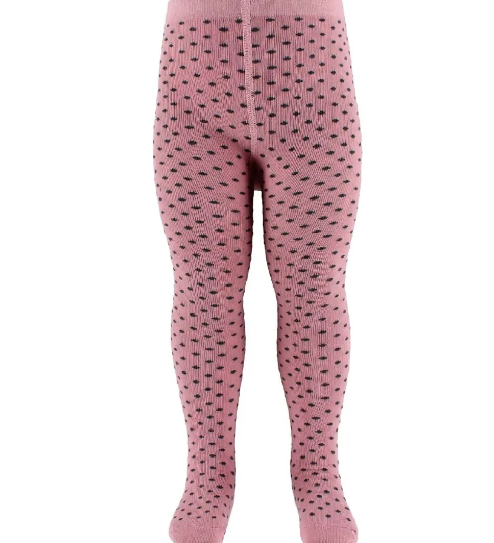 Fuzzies Strømpebukser - Gl. Rosa m. Koksgrå Prikker