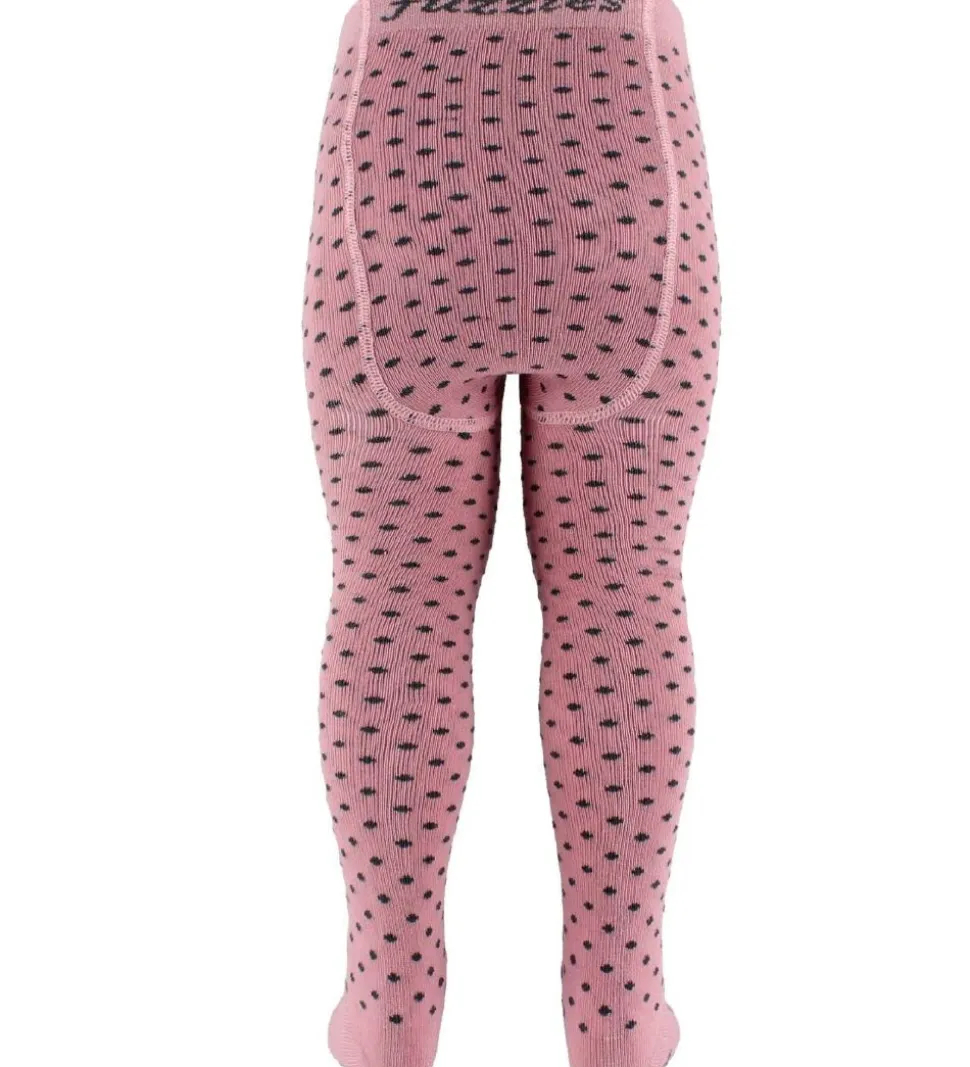Fuzzies Strømpebukser - Gl. Rosa m. Koksgrå Prikker