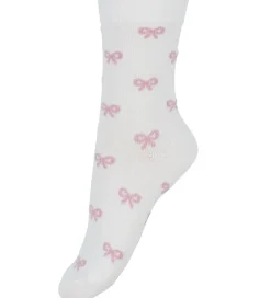 Fuzzies Strømper - 2-pak - Hvid/Rosa m. Sløjfer