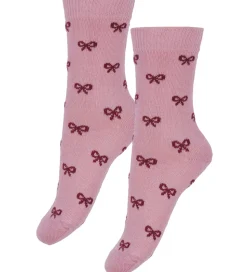 Fuzzies Strømper - 2-pak - Rosa/Bordeaux m. Sløjfer