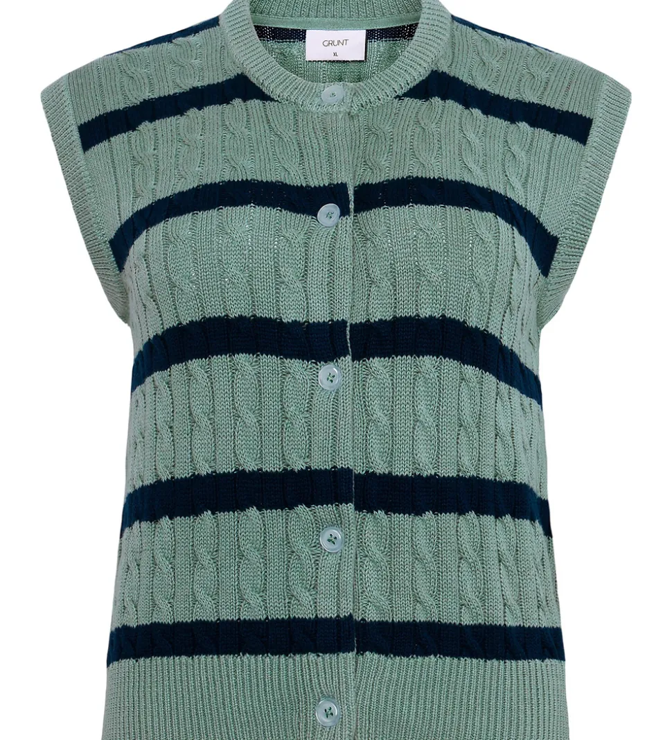 Grunt Vest - Strik - GrLine - Dust Green/Navy