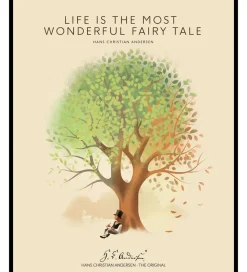 H.C. Andersen Plakat i Ramme - Life is - 40x50cm - Gul