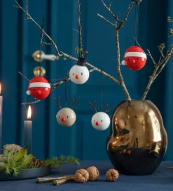 Hoptimist Julekugler - Snowman - 2 stk - Ø:5 cm - Hvid