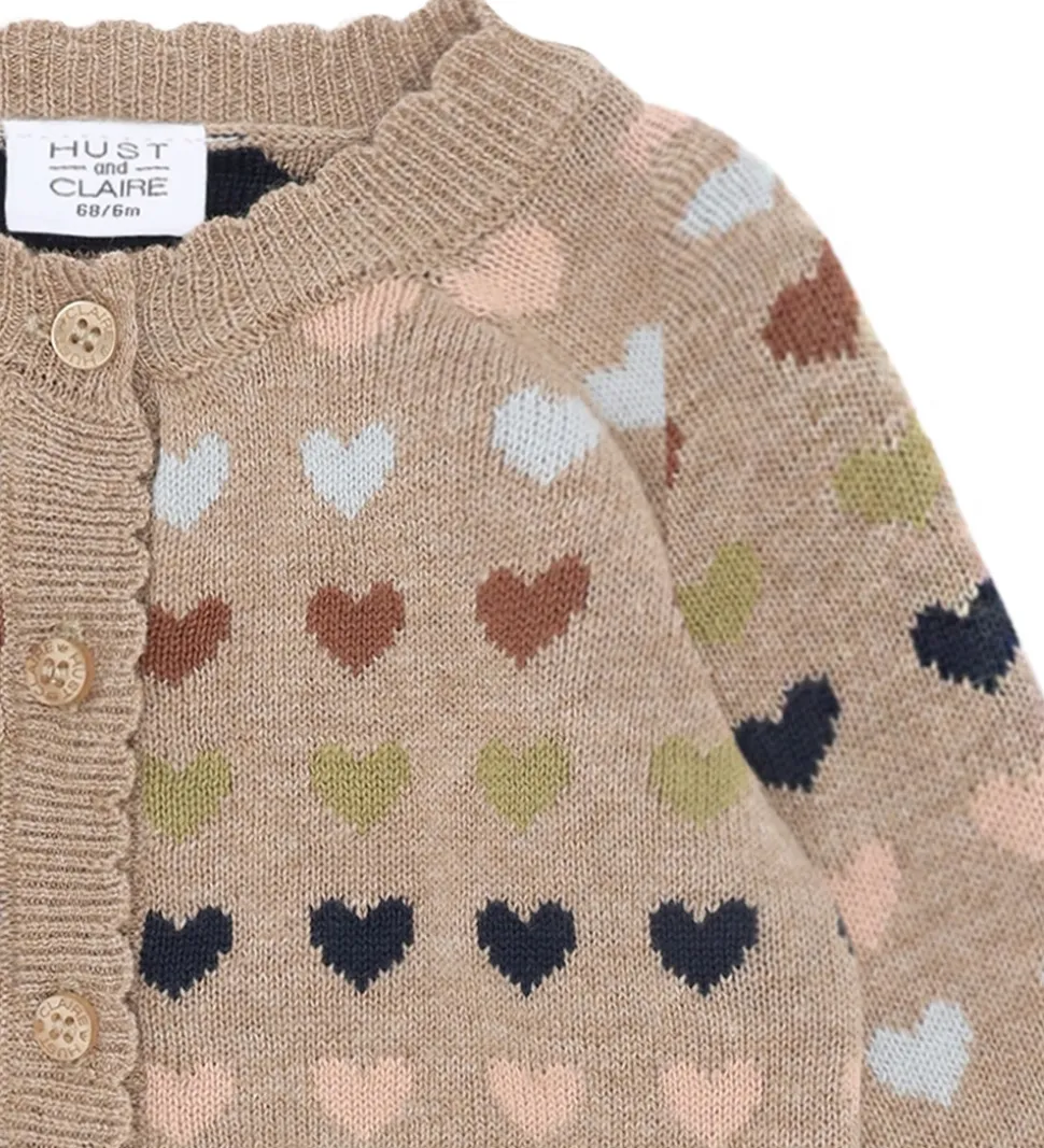 Hust and Claire Cardigan - Strik - HCCamilla - Biscuit m. Hjerte