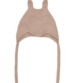 Huttelihut Babyhjelm m. Ører - Alpakauld - Strik - Mahogany Rose