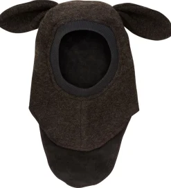 Huttelihut Elefanthue - Uld - 2-lags - Mørkebrunmeleret m. Ører