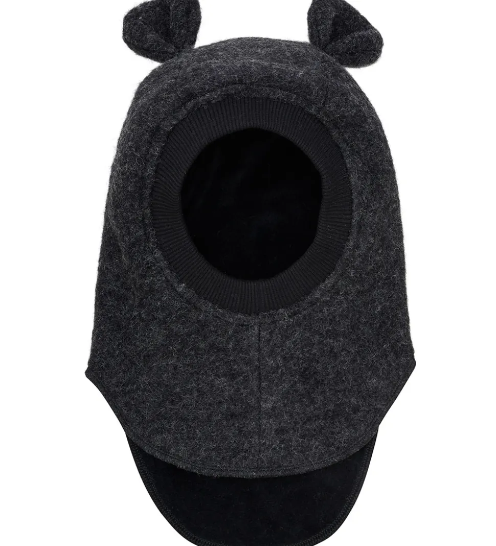 Huttelihut Elefanthue - Uld - 2-lags - Dark Grey Melange m. Ører