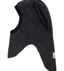 Huttelihut Elefanthue - Uld - 2-lags - Mørkegråmeleret m. Ører