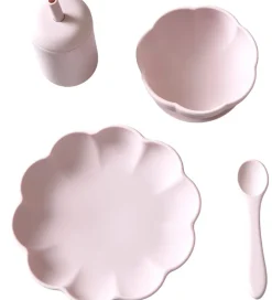 Jack o Juno Spisesæt - Silikone - 4 Dele - Poppy - Light Pink