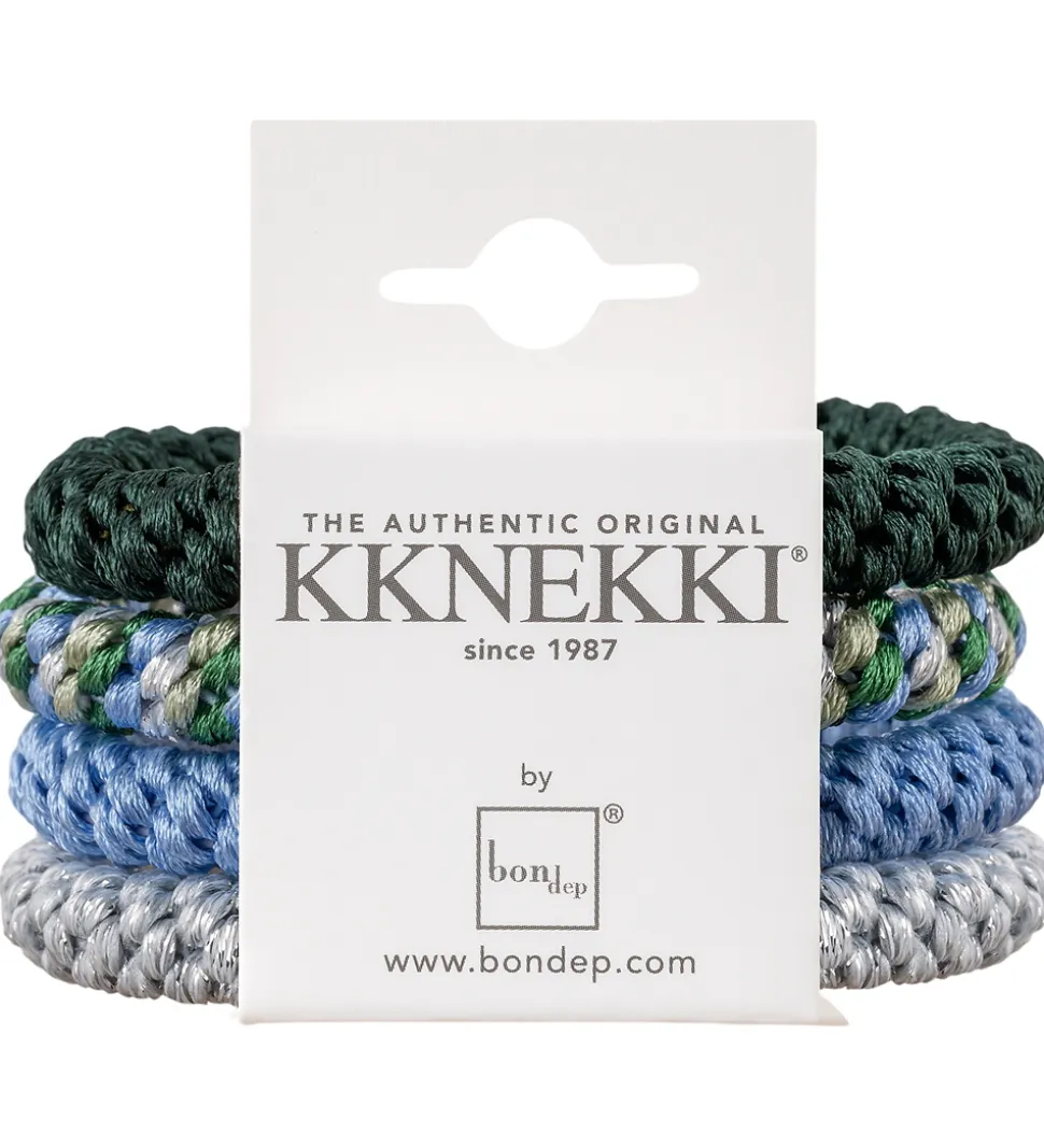 Kknekki Hårelastikker - 4-pak - Grey/Blue/Green