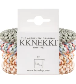 Kknekki Hårelastikker - 4-pak - Beige/Grøn/Pink