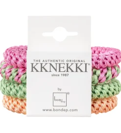 Kknekki Hårelastikker - 4-pak - Pink/Orange/Grøn