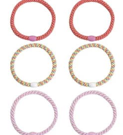 Kknekki Hårelastikker - 6-Pak - Slim - Pastel Glimmer/Lys Rosa G