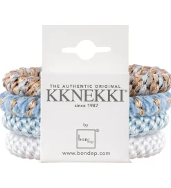 Kknekki Hårelastikker - 4-pak - Blå/Hvid/Beige