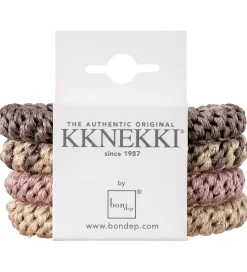 Kknekki Hårelastikker - 4-pak - Pink/Beige/Brun