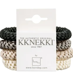 Kknekki Hårelastikker - 4-pak - Sort/Brun/Beige/Creme