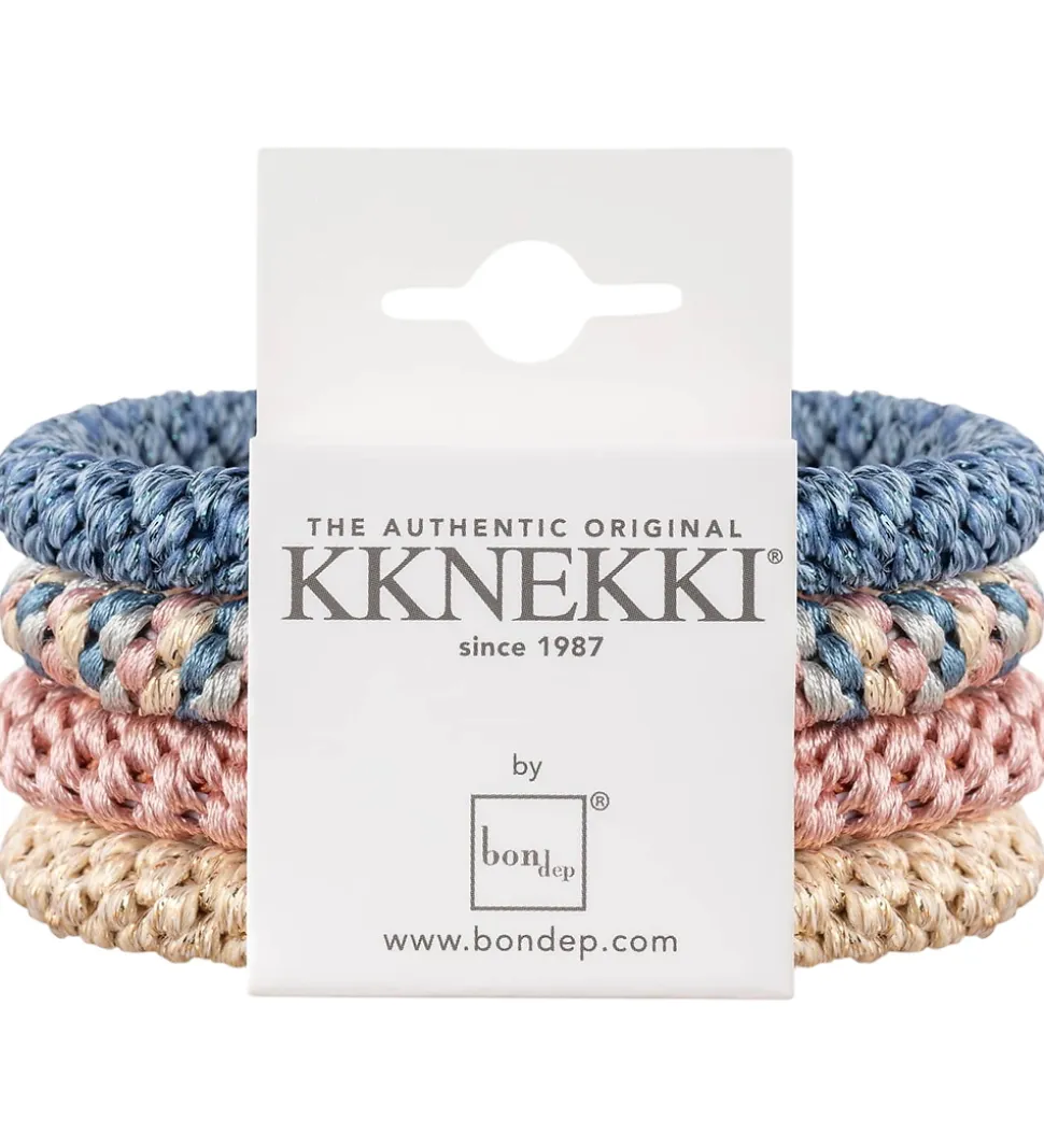Kknekki Hårelastikker - 4-pak - Blå/Rosa/Guld
