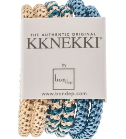 Kknekki Hårelastikker - Slim - 6-pak - Beige/Blå/Guld