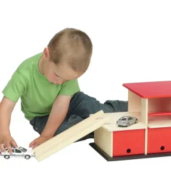 Krea Garage - Træ - 43x24 cm - Rød/Natur