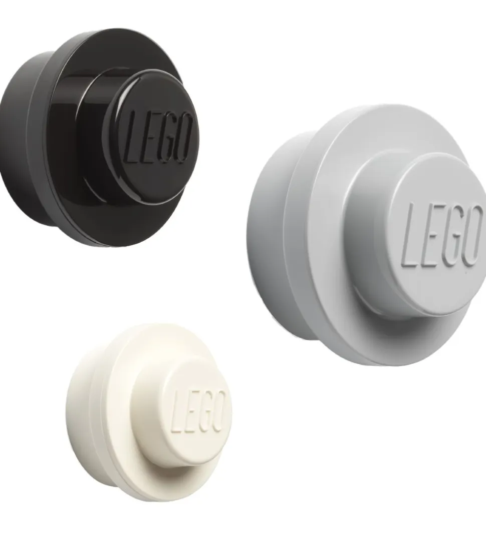 LEGO® Storage Knagerækkesæt - 3 stk - 10/8/5 cm - Hvid/Sort/Grå