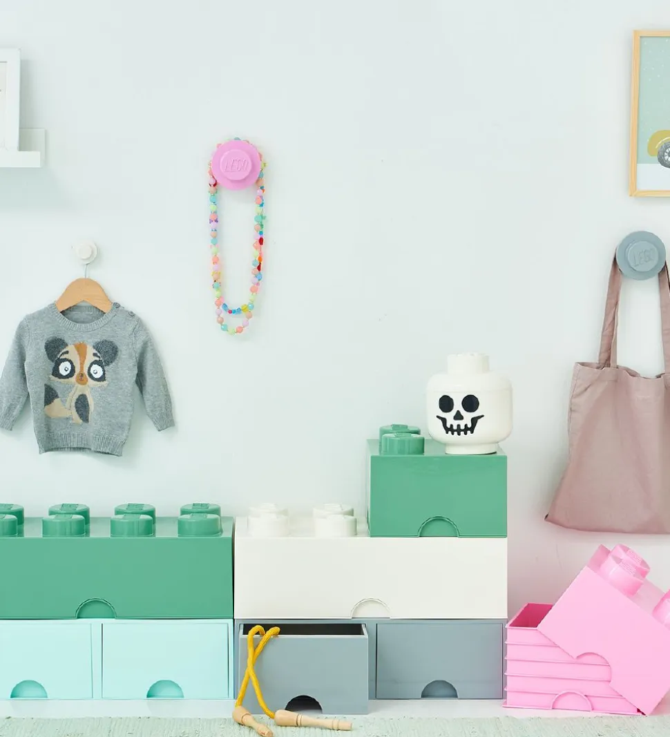 LEGO® Storage Knagerækkesæt - 3 stk - 10/8/5 cm - Hvid/Lyseblå/L