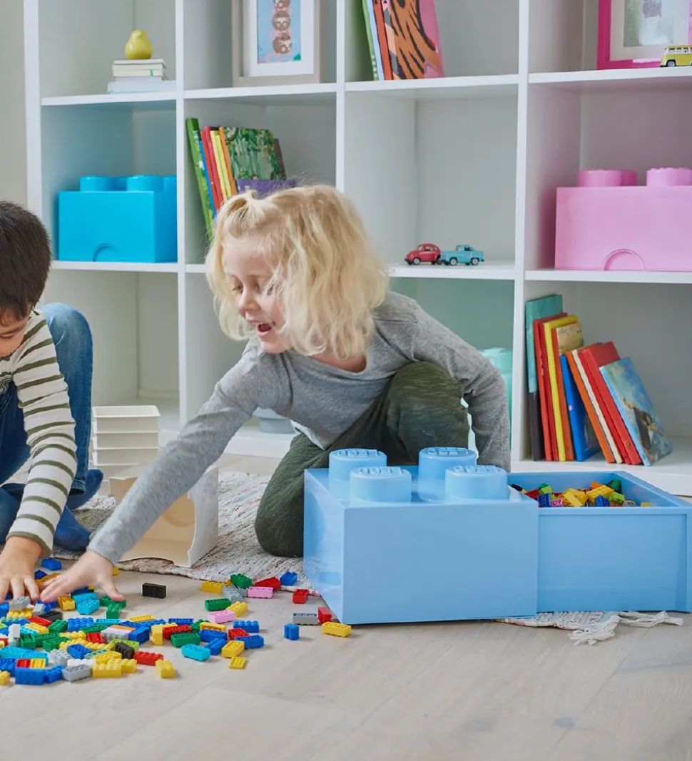 LEGO® Storage Opbevaringsskuffe - 4 Knopper - 25x25x18 - Lyseblå