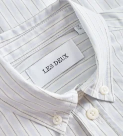 Les Deux Skjorte - Kent Print Stripe - Xenon Blue