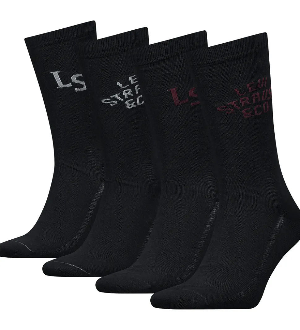 Levis Strømper - 4-pak - Sort m. Print