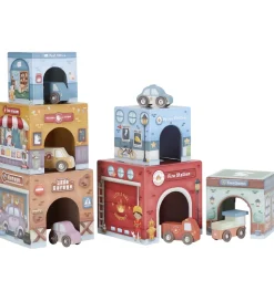 Little Dutch Stablekasser m. 6 Biler - Træ - Multi