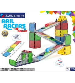 Magna-Tiles Magnetsæt - 90 Dele - Rail Racer + MicroMAGS