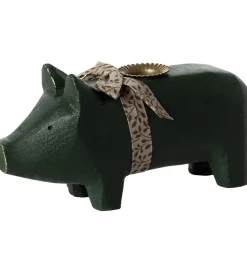 Maileg Lysestage - Træ - Medium Gris - Mørkegrøn