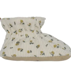Melton Fløjlssko - Noos - Floral - Ecru
