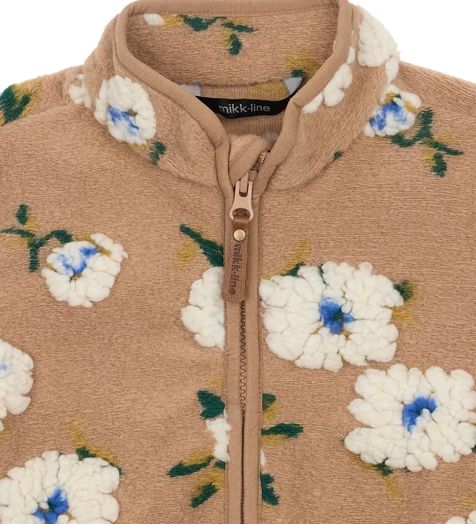 Mikk-Line Fleecejakke - Chipmunk m. Blomster