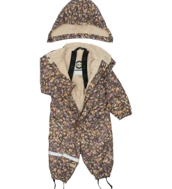 Mikk-Line Regndragt m. For - PU - Raisin m. Blomster