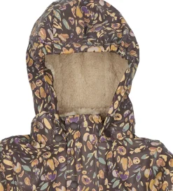 Mikk-Line Regndragt m. For - PU - Raisin m. Blomster