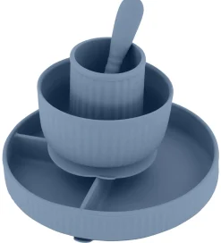 Mikk-Line Spisesæt - Silikone - 4 dele - Faded Denim