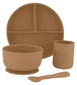 Mikk-Line Spisesæt - Silikone - 4 dele - Brown Sugar