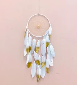 MillaVanilla Drømmefanger - Ophæng m. Fjer - Hvid/Guld
