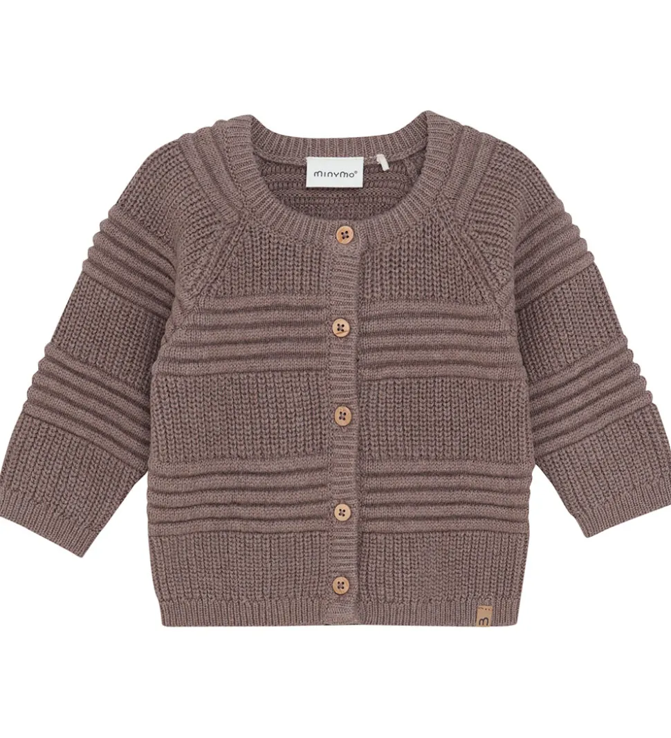 Minymo Cardigan - Strik - Dark Brown Melange