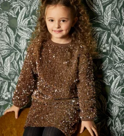 Minymo Nederdel - Velour - Woodrose m. Pailletter