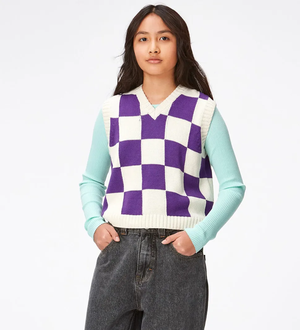 Molo Vest - Strik - Gitta - Purple Shell Check