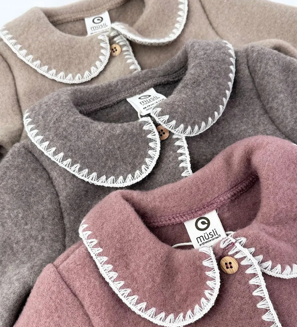 Müsli Cardigan - Uldfleece - Brown Melange