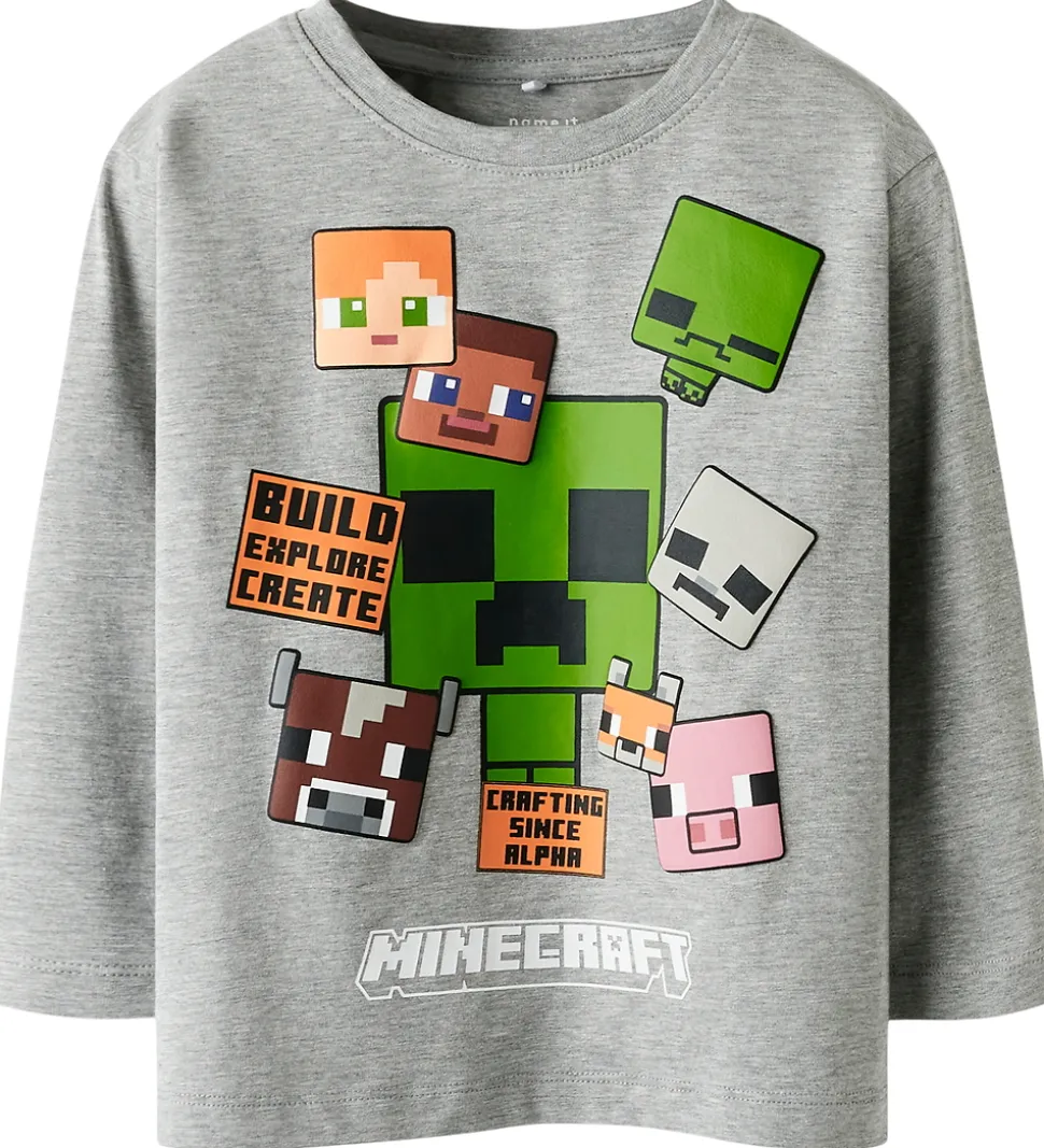 Name it Bluse - NmmNyle - Minecraft - Gråmeleret
