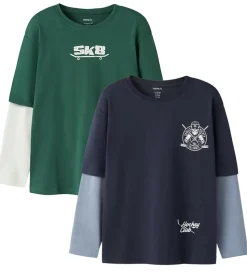 Name It Bluser - 2-Pak - NkmVarto - Navy Blazer/Bistro Green Sku