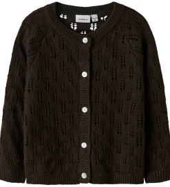 Name It Cardigan - Strik - NmfFleslit - Seal Brown m. Hulmønster