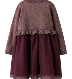 Name It Kjole - Strik - NmfRefraja - Burgundy m. Glimmer/Tyl