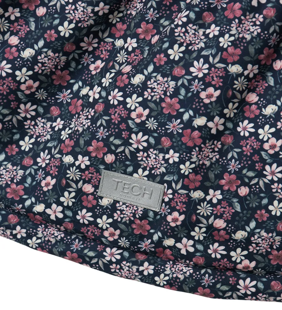 Name It Vinterjakke - NmfSnow05 - Dark Sapphire m. Blomster